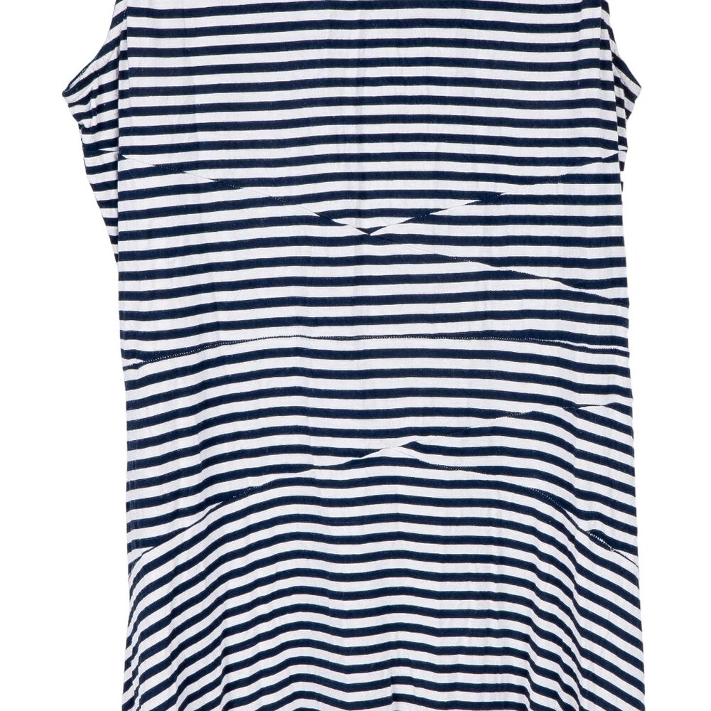Market & Spruce Summer Dress XL Womens Striped White Blue Diagonals Sleeveless - Picture 3 of 7
